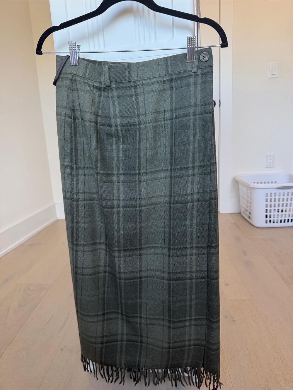 Vintage Ralph Lauren plaid green wool skirt